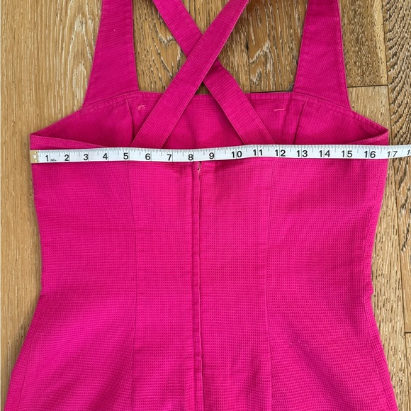 Fuchsia Midi Dress with Gold Button Accents & 1” Shoulder Straps Sz S - Picture 6 of 10